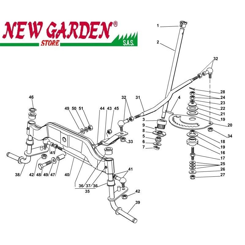 Exploded view steering lawn tractor XT220HD lawn tractor CASTELGARDEN STIGA spare parts 2002-13