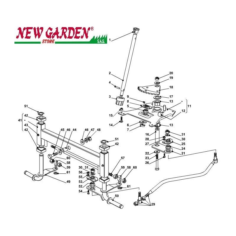 Exploded view steering lawn tractor 98cm XD140 CASTELGARDEN 2002-13 spare parts