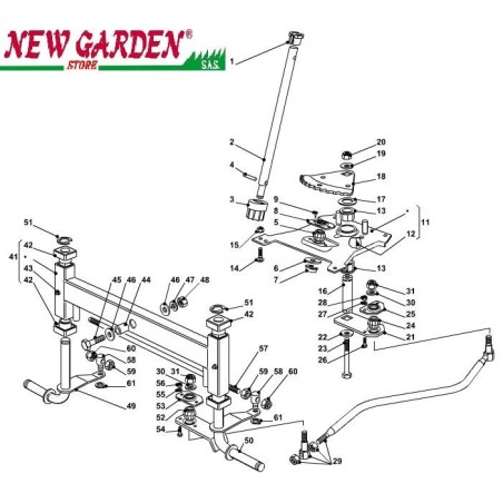 Exploded view steering lawn tractor 98cm XD140 CASTELGARDEN 2002-13 spare parts | Newgardenstore.eu