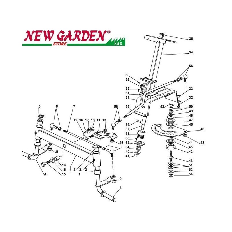 Vue éclatée volant tracteur de pelouse 98cm XD160HD CASTELGARDEN 2002-2013 pièces détachées