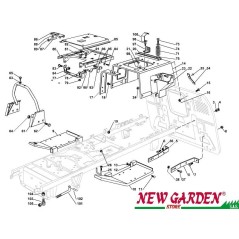 Vue éclatée châssis 102cm PTC220HD tracteur de pelouse CASTELGARDEN 2002-13 pièces détachées