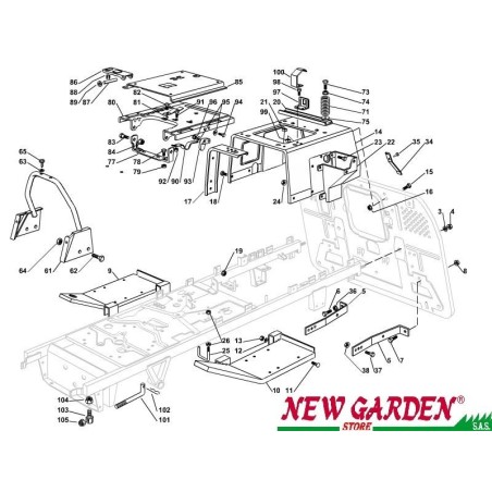 Exploded view frame 102cm PTC220HD lawn tractor CASTELGARDEN 2002-13 spare parts | Newgardenstore.eu