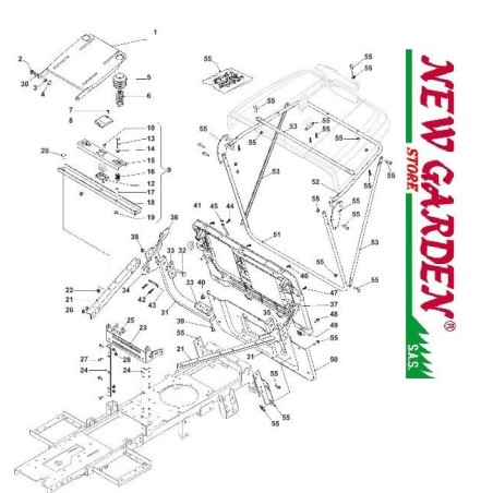 Exploded view frame 66cm XE866B B&S875 lawn tractor CASTELGARDEN spare parts | Newgardenstore.eu