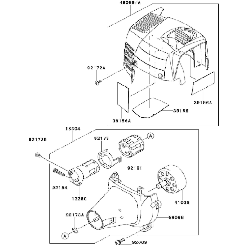 SHROUD-ENGINE KW49089-0766 ORIGINALE K-JAPAN