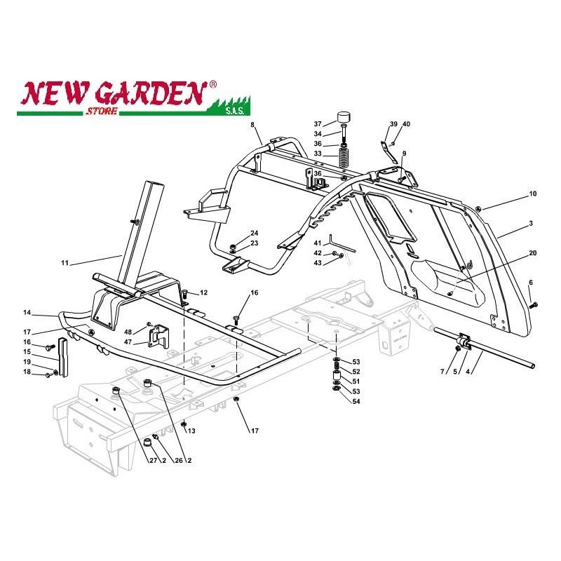 Exploded view frame 72cm XF130HD lawn tractor CASTELGARDEN 2002-13 spare parts