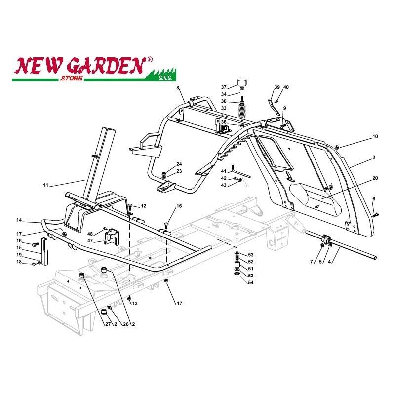 Esploso telaio 72 cm XF140HD trattorino rasaerba CASTELGARDEN 2002-13 ricambi