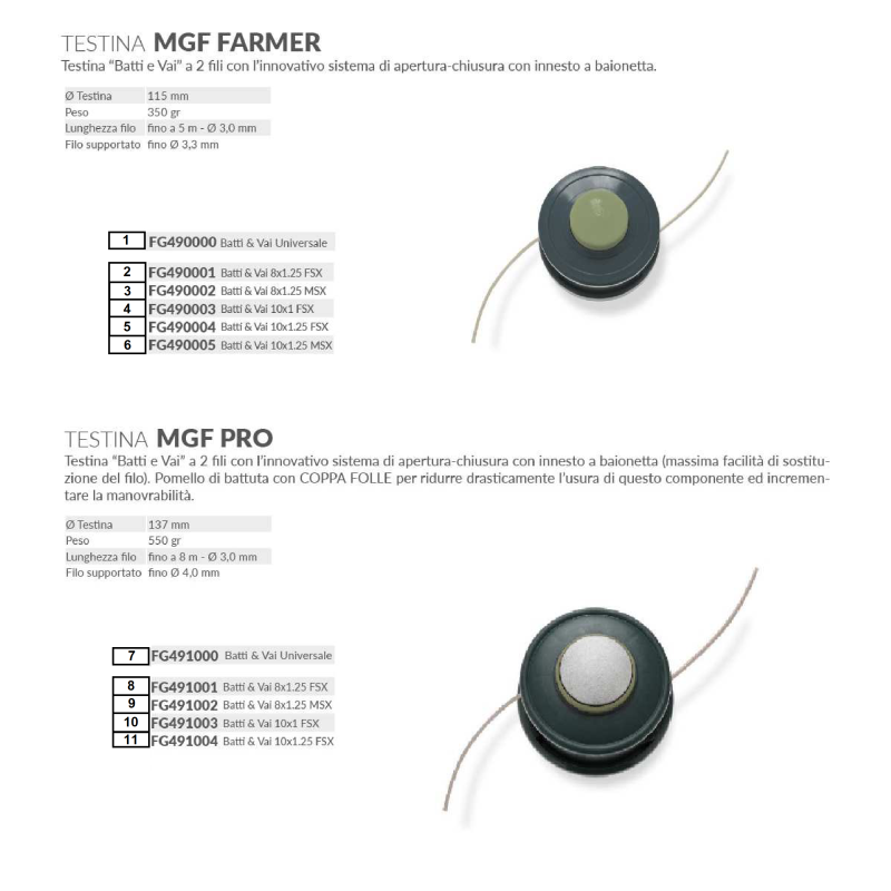 TESTINA PRO BATTI&VAI 10X1,25 FEMMINA SX FG491004 ORIGINALE MGF