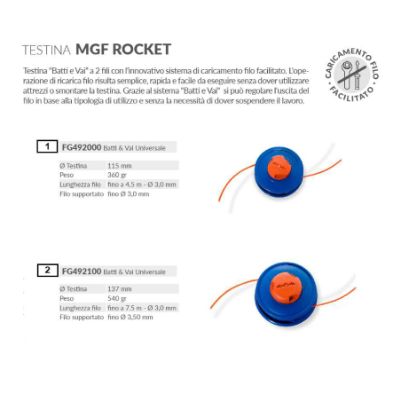 UNIVERSAL 137MM BATTI&amp-VAI ROCKET HEAD FG492100 ORIGINAL MGF | Newgardenstore.eu