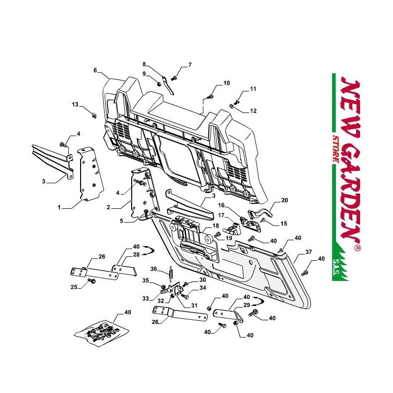 Exploded view frame 84cm PDC140 lawn tractor CASTELGARDEN 2002-13Spare parts