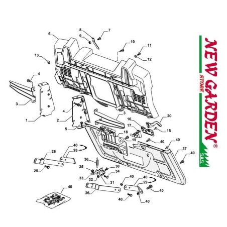 Explosionszeichnung Rahmen 84cm PDC140 Rasentraktor CASTELGARDEN 2002-13Ersatzteile | Newgardenstore.eu