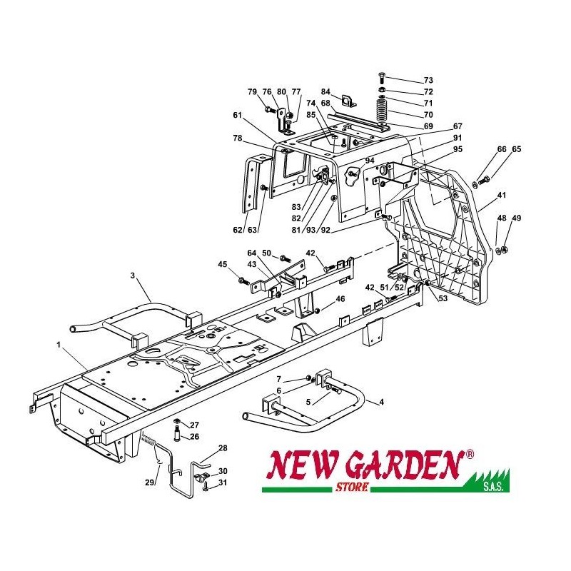 Exploded view lawn tractor frame 98cm XL140 CASTELGARDEN STIGA spare parts 2002-13