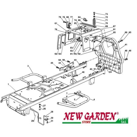 Despiece bastidor tractor de césped 98cm XL140 CASTELGARDEN STIGA recambios 2002-13 | Newgardenstore.eu