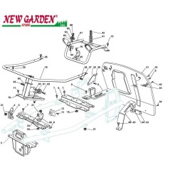 Exploded view of the frame of the ride-on mower EL63 PE60VD CASTELGARDEN spare parts 2002-13