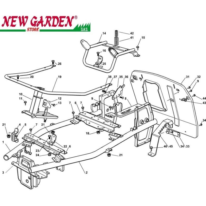 Exploded view lawn tractor EL63 XE70 CASTELGARDEN spare parts 2002-13