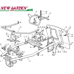 Exploded view lawn tractor chassis EL63 XE75 CASTELGARDEN spare parts 2002-13