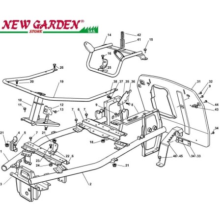 Exploded view lawn tractor chassis EL63 XE75 CASTELGARDEN spare parts 2002-13 | Newgardenstore.eu