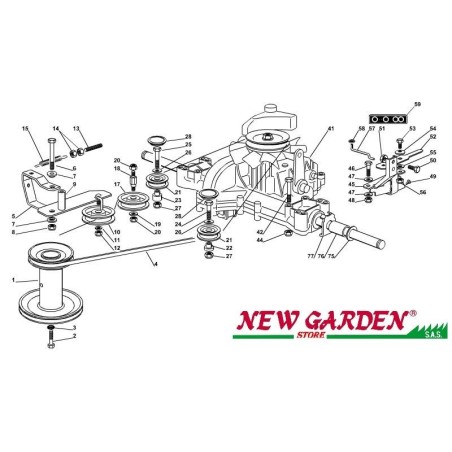 Despiece transmisión 102cm XT140HD tractor CASTELGARDEN 2002 - 2013 | Newgardenstore.eu