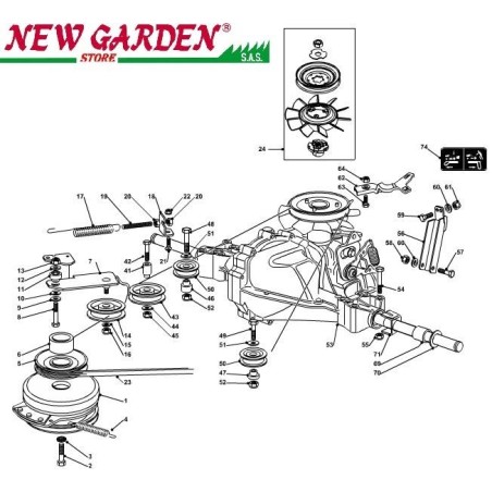 Exploded view transmission 102cm PT170hd Lawn tractor CASTELGARDEN spare parts | Newgardenstore.eu