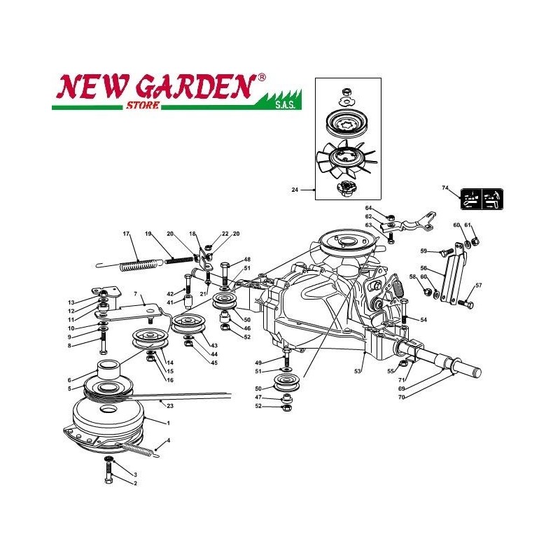 Exploded view transmission 102cm PT190HD Lawn tractor CASTELGARDEN spare parts