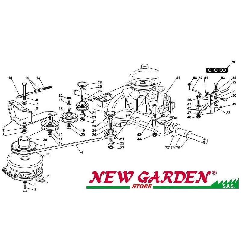 Despiece transmisión 102cm TN220HE tractor cortacésped CASTELGARDEN GGP recambios