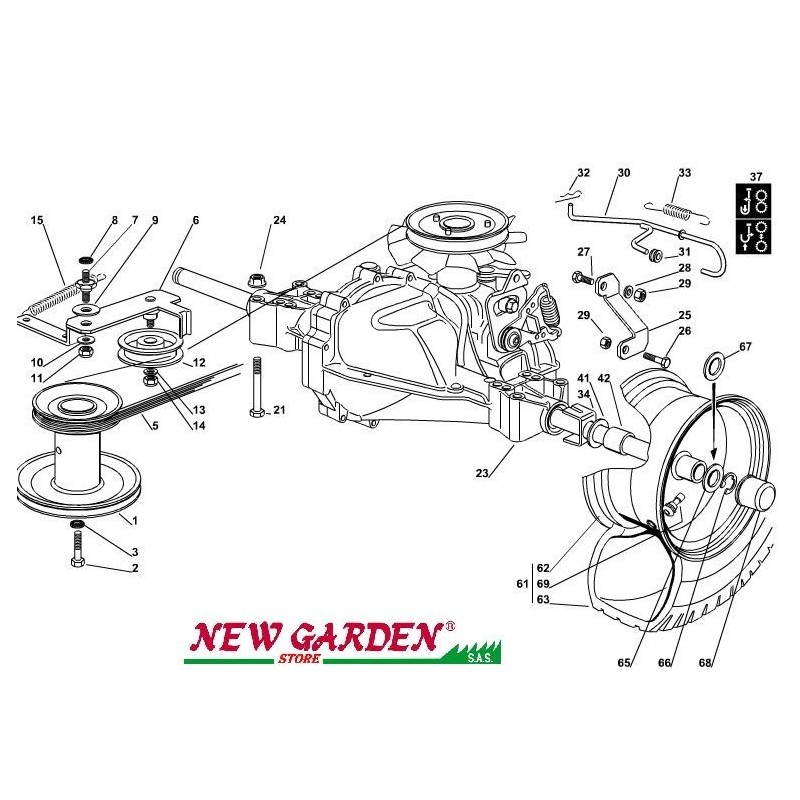 Exploded view transmission 72cm XF135HD lawn tractor CASTELGARDEN 2002-13