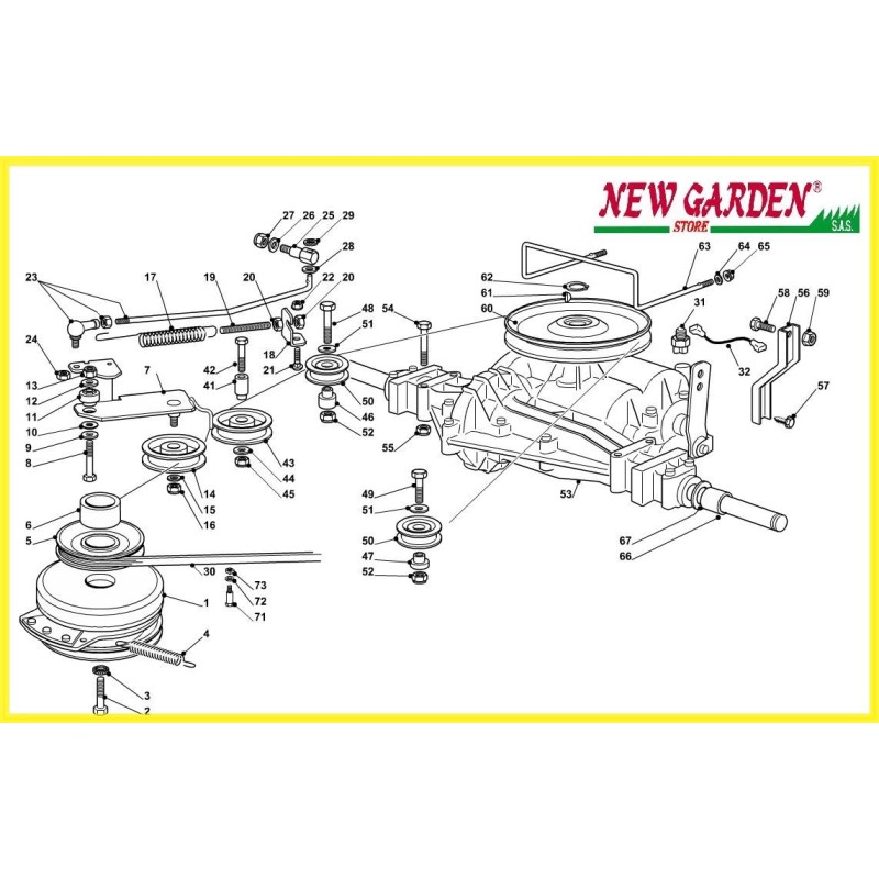 Vue éclatée transmission tracteur 92cm CT 13 5/92 CASTELGARDEN GGP STIGA pièces détachées