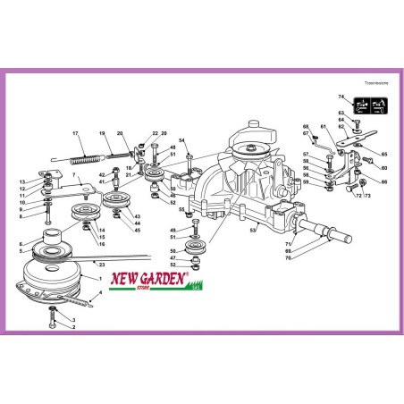 Explosionszeichnung Getriebe Rasentraktor 92cm MTPH 14-92 H CASTELGARDEN GGP STIGA Ersatzteile | Newgardenstore.eu