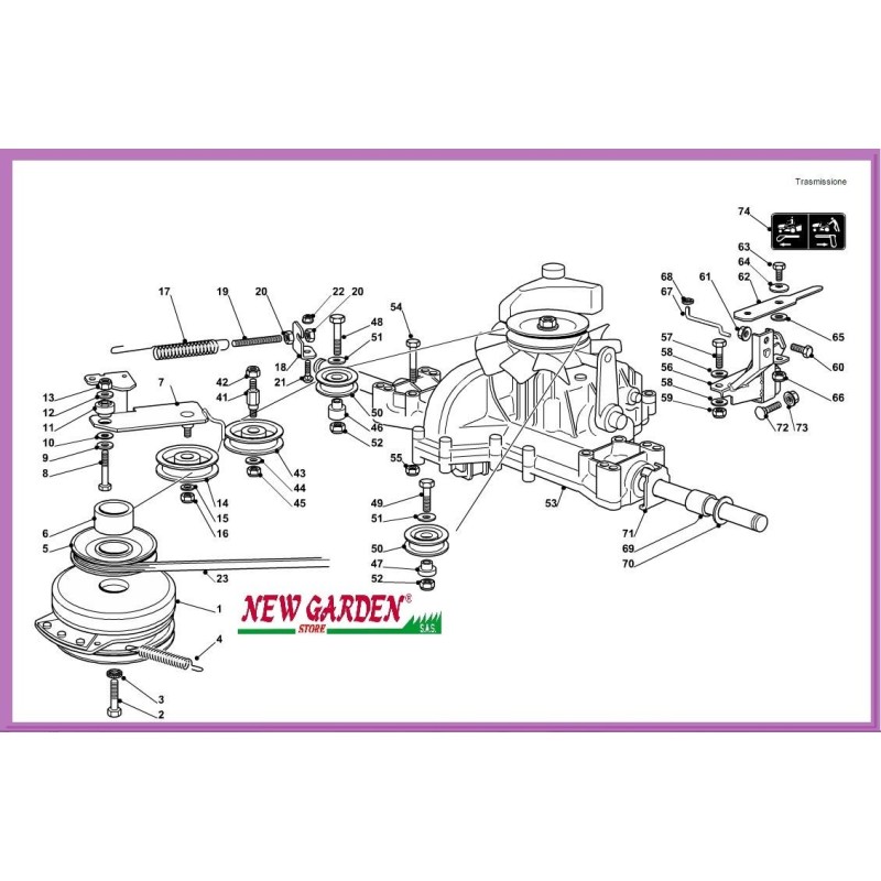 Esploso trasmissione trattorino 92cm PG 135 HD CASTELGARDEN GGP STIGA ricambi