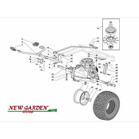 Esploso trasmissione trattorino rasaerba SD98 XD150HDC CASTELGARDEN ricambi | Newgardenstore.eu