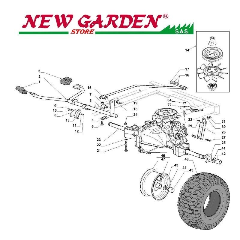 Explooded transmission lawn tractor SD108 L185BH CASTELGARDEN 2002