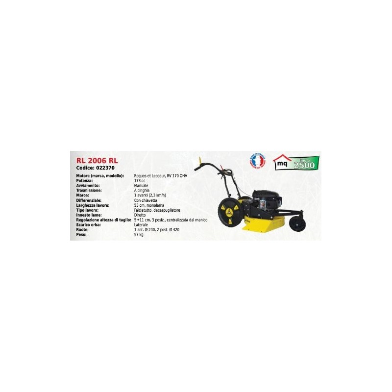 Falciatutto RL 2006 RL 53 cm SERIE ROQUES ET LECOEUR con motore RV 170 OHV