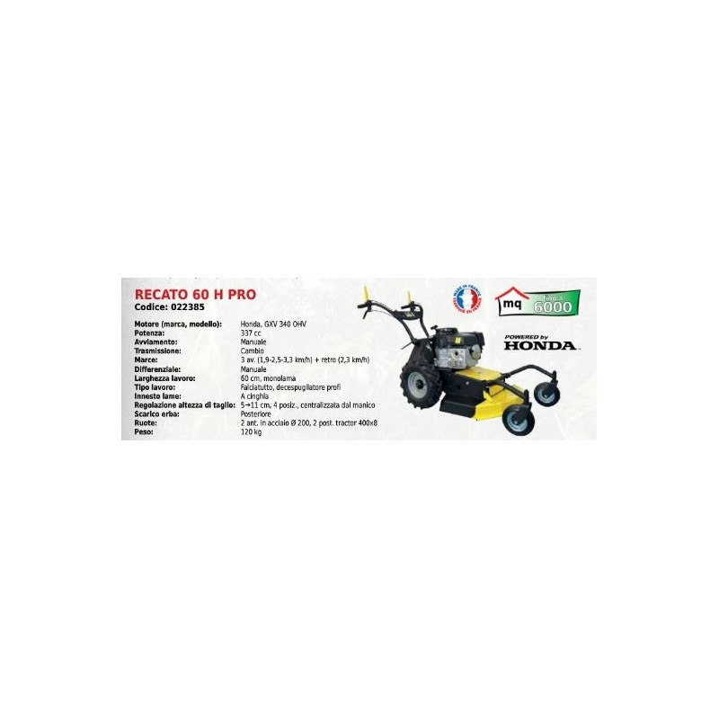 ROQUESETLECOEUR RECATO 60 H PRO 60 cm mower with HONDA GXV 340 337 cc engine