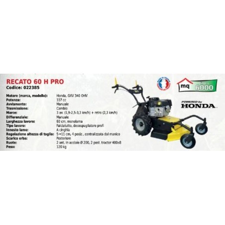 Falciatutto ROQUESETLECOEUR RECATO 60 H PRO 60 cm con motore HONDA GXV 340 337cc | Newgardenstore.eu