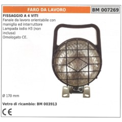 Fanale da lavoro orientabile con maniglia ed interruttore fissaggio a 4 viti | Newgardenstore.eu