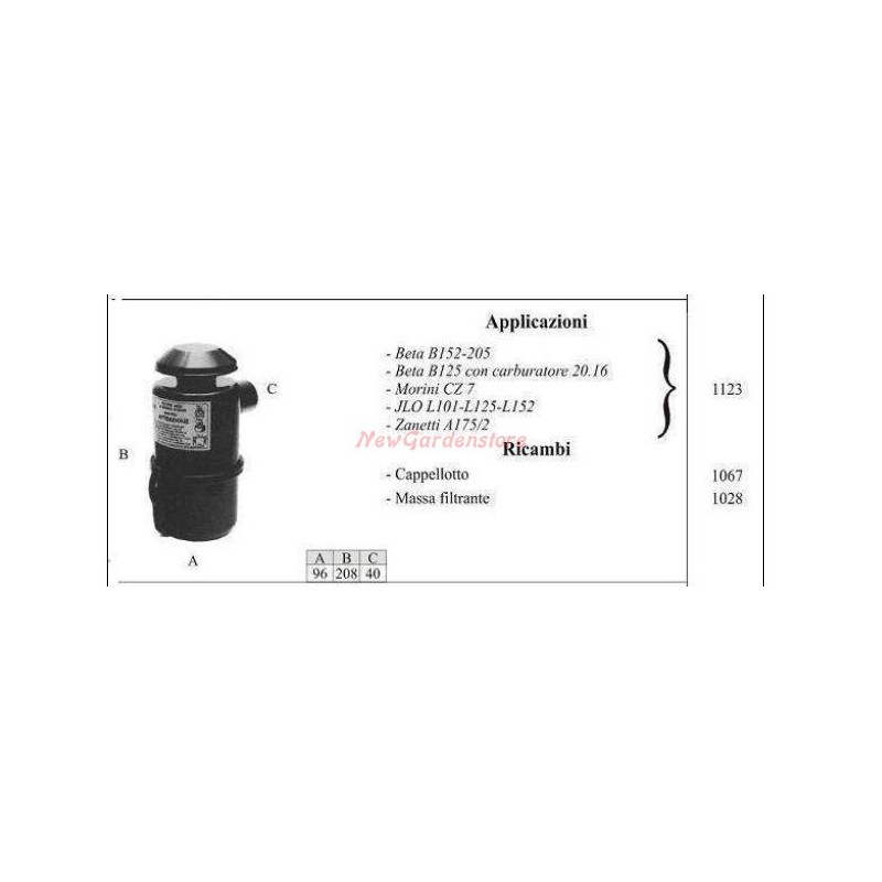 BETA oil filter for walking tractor B152 205 1123