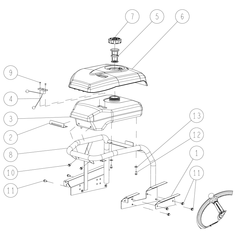 ORIGINAL OREC CMP O0341-60100 Soporte de tanque de combustible