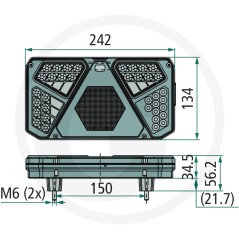 Feu arrière droit à LED avec feu de recul 12/24 Volt | Newgardenstore.eu