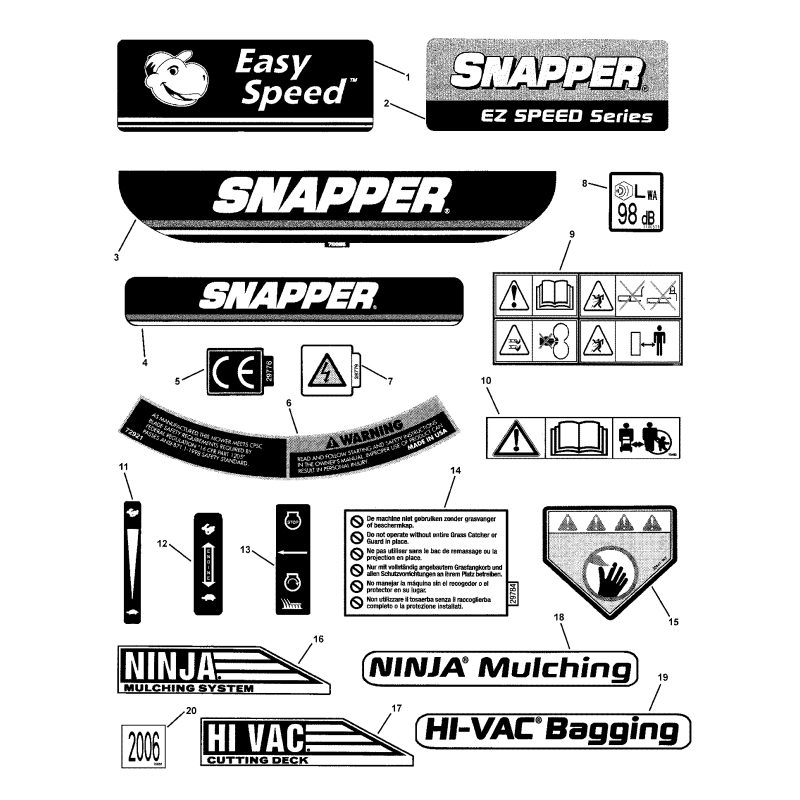 DECAL, Warning (International Symbol) ZS7022841 ORIGINAL SNAPPER