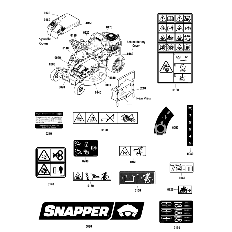 DECAL, Deck Symbols - International ZS7100739YP ORIGINAL SNAPPER
