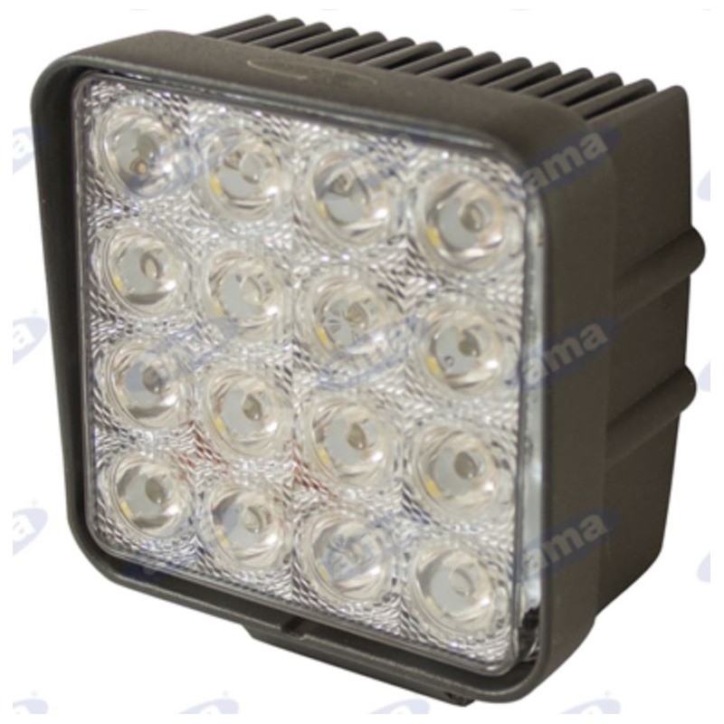 Working floodlight 16 LED 110x110mm 10-30V 48W 3200LM wired 40-60cm