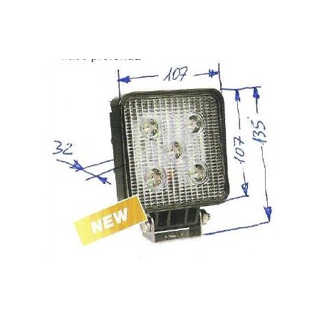 Faro lavoro 5 led 12-24V NEWGARDENSTORE 1150 lumens per trattore agricolo | Newgardenstore.eu