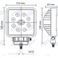 Faro de trabajo 8 LED 110x128mm 10-30V 24W 1440LM cableado 40-60cm máquina agrícola