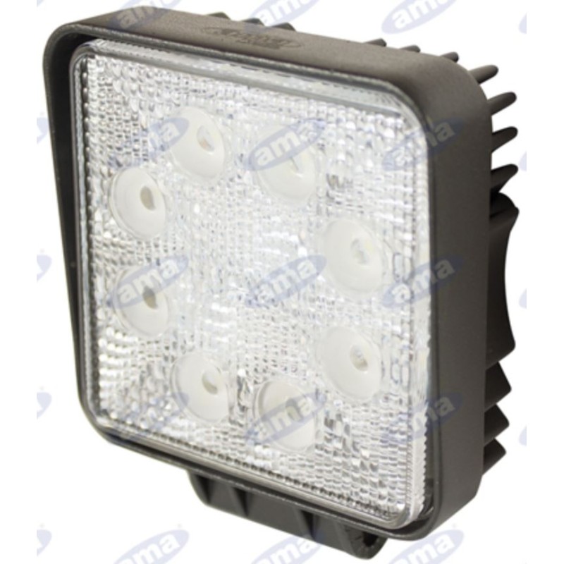 Faro de trabajo 9 LED 110x128mm 10-30V 27W 1700LM cableado 40cm máquina agrícola