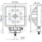 Faro de trabajo 9 LED 110x128mm 10-30V 27W 1700LM cableado 40cm máquina agrícola