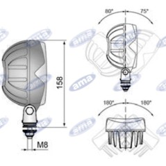 LED-Arbeitsscheinwerfer 104x120mm 12-24V 18W 1500LM 2-poliger Stecker Landwirtschaftsmaschine | Newgardenstore.eu