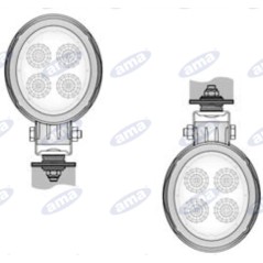 Lampe de travail LED 104x120mm 12-24V 18W 1500LM connecteur 2 broches machine agricole | Newgardenstore.eu