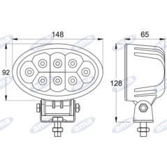 LED worklight 12-28V 24W 1800LM 148x92mm 8 LEDs tractor agricultural machine | Newgardenstore.eu