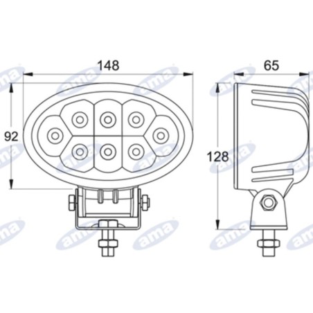 Faro de trabajo LED 12-28V 24W 1800LM 148x92mm 8 LED tractor máquina agrícola