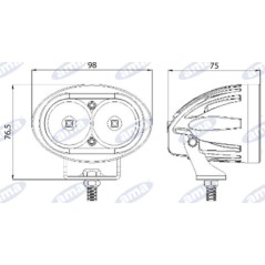 Faro de trabajo LED 76,5x98mm 10-60V 10W 1000LM cable de salida 32cm máquina agrícola | Newgardenstore.eu