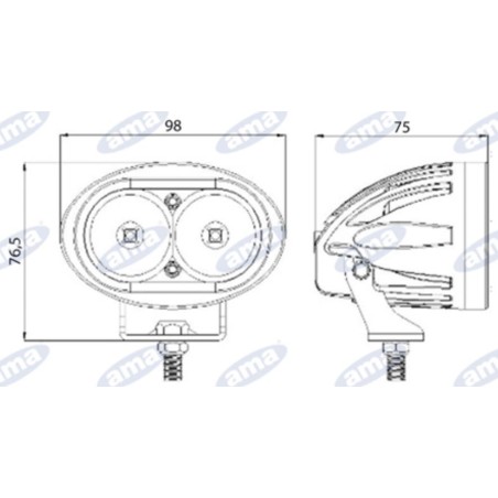 Lampe de travail à LED 76,5x98mm 10-60V 10W 850LM câble de sortie 32cm machine agricole